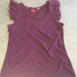Elle Tattered Sleeveless Maroon T-Shirt! SZ S